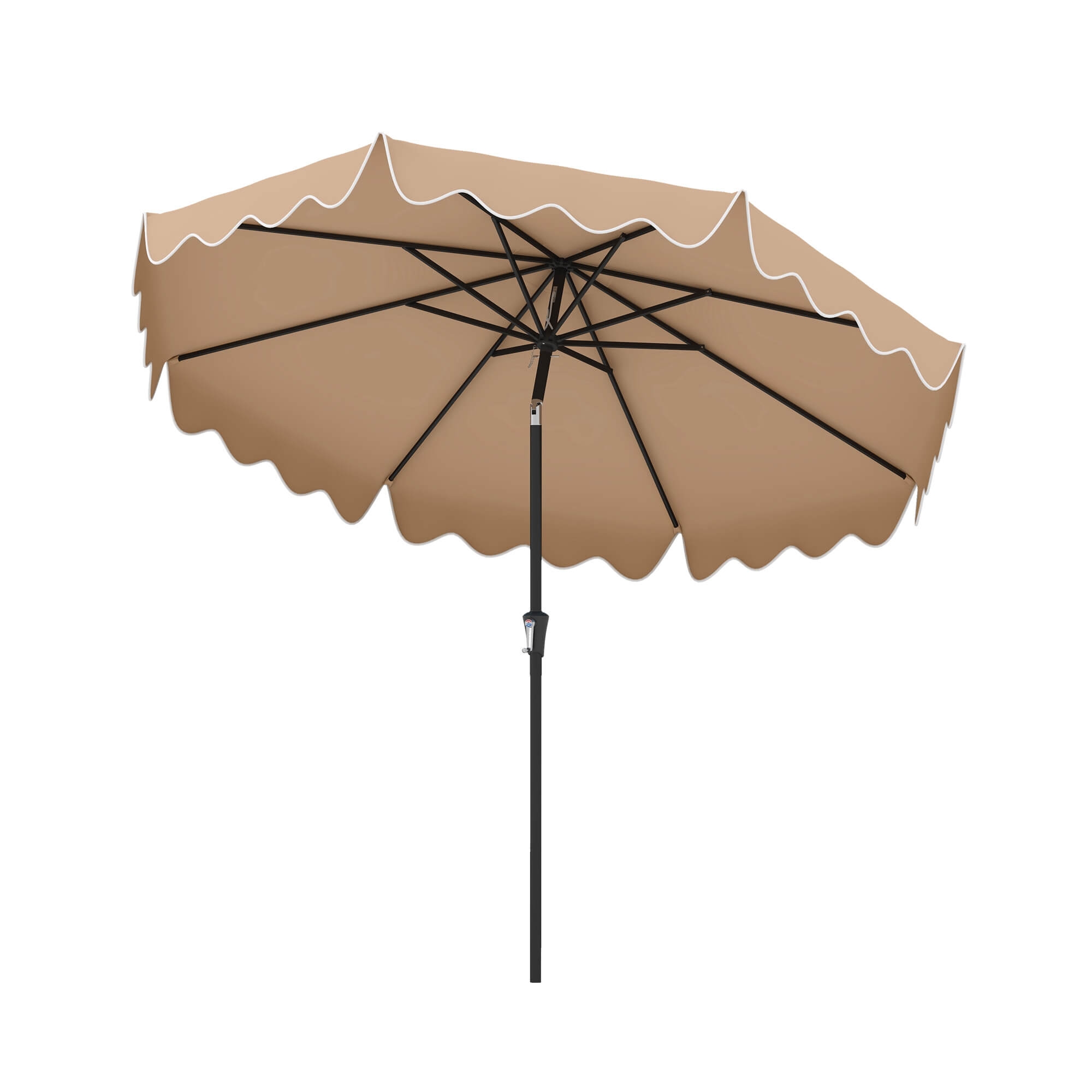 Costway 9 FT Patio Umbrella 2-Tier Market Table Umbrella with Sun-Protective Canopy Brown