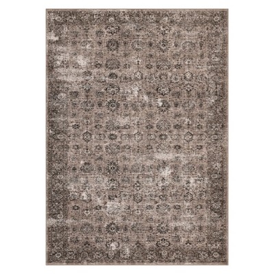 Washable Rugs,Area Rug for Living Room Bedroom, Washable Brown Rug Vintage Print Carpet