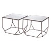 HomeRoots Set of Two Silver and Bronze Mirrored Glass and Steel Square Abstract Bunching Coffee Tables - 4 of 4