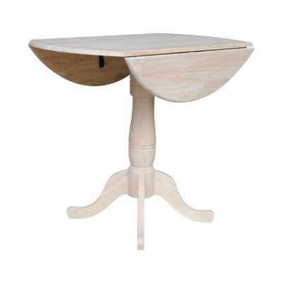 42'' Round White Wood Extendable Counter Height Table