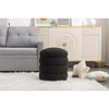 Sapphtopaz Velvet Upholstered Ottoman Bench, Footstool with Soft Cushion and Wood Frame, Round Ottoman, Entryway Padded Footstool, Footrest Stool - 2 of 4