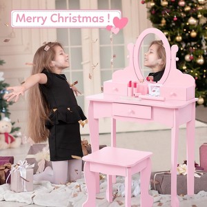 Girls' Vanity Set with Mirror, Makeup Table and Stool for Kids - 1 of 4