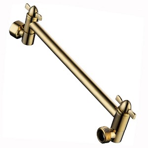 BRIGHT SHOWERS 10" Brass Shower Head Extension Arm, Universal Fit, Height and Angle Adjustable for Rain and Handheld Shower Head - 1 of 4