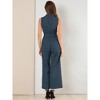 Allegra K Women's Button Down Collared Wide Leg Tie-Waist Sleeveless Cargo Jumpsuits - 4 of 4