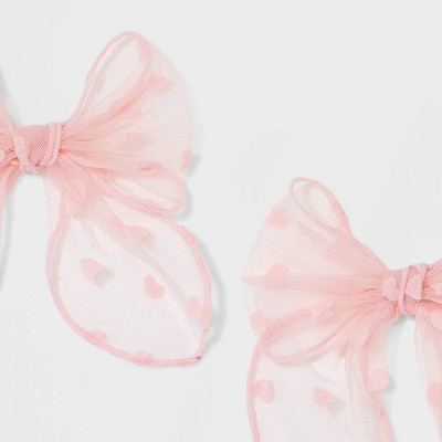 Heart Bow Hair Barrette Set 2pc - Wild Fable&#8482; Pink