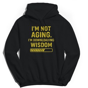 Rerun Island Men's Im Downloading Wisdom Long Sleeve Graphic Cotton Sweatshirt Hoodie - 1 of 4