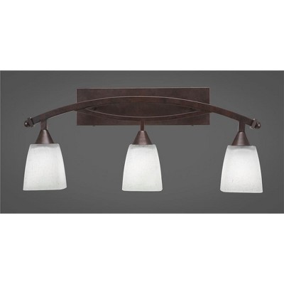 Toltec Lighting Bow 3 - Light Vanity in  Bronze with 4.5" Square White Muslin Shade