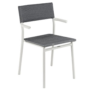 Lafuma Batyline Duo ORON Sustainable Aluminum Weather Resistant Stackable Outdoor Dining Armchair with 287 Pound Capacity, Sand/Obsidian (Set of 2) - 1 of 4