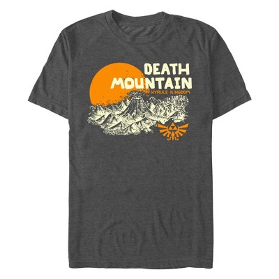 Men's Nintendo Legend of Zelda Death Mountain Relief Sunset  T-Shirt - Charcoal Heather - 3X Large