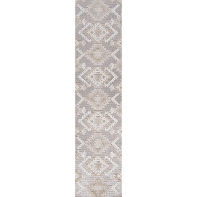 Sumak High-Low Pile Gray and Beige Geometric Rug