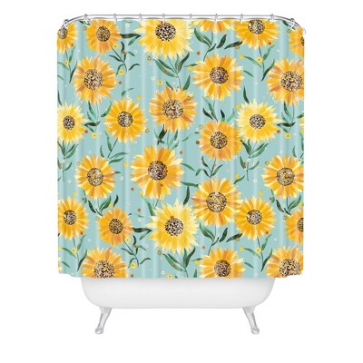 Ninola Design Countryside Sunflowers Summer Shower Curtain Blue - Deny Designs