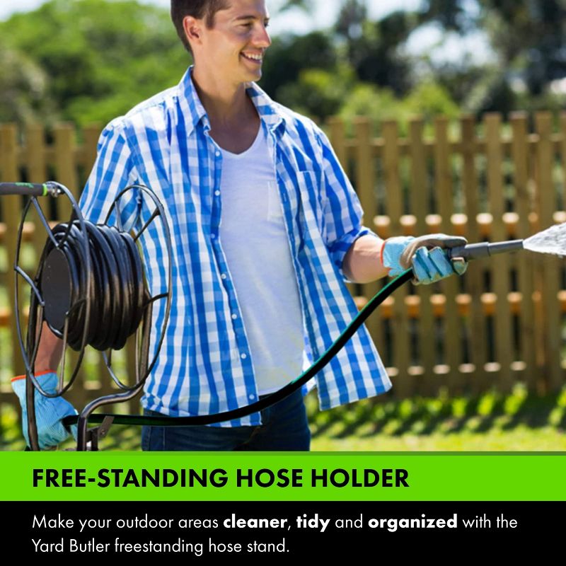 Yard Butler Free Standing Swivel Hose Reel - Water Hose Caddy For Yard or Garden - Freestanding Metal with Patio Base, 2 of 8