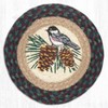 Earth Rugs Round Trivet – Chickadee Bird Print on Braided Jute, 10"x10", Rustic Nature-Inspired Design - 2 of 3