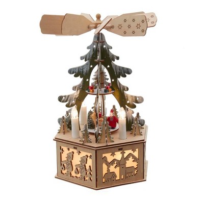 Kurt Adler 11" Battery-Operated Light-Up Wooden Tree Scene with Windmill