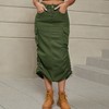 Women Y2k Cargo Long Skirt Low Waist Drawstring Maxi Skirt Ruched Vintage Slit Cargo Skirt with Pockets - 2 of 4
