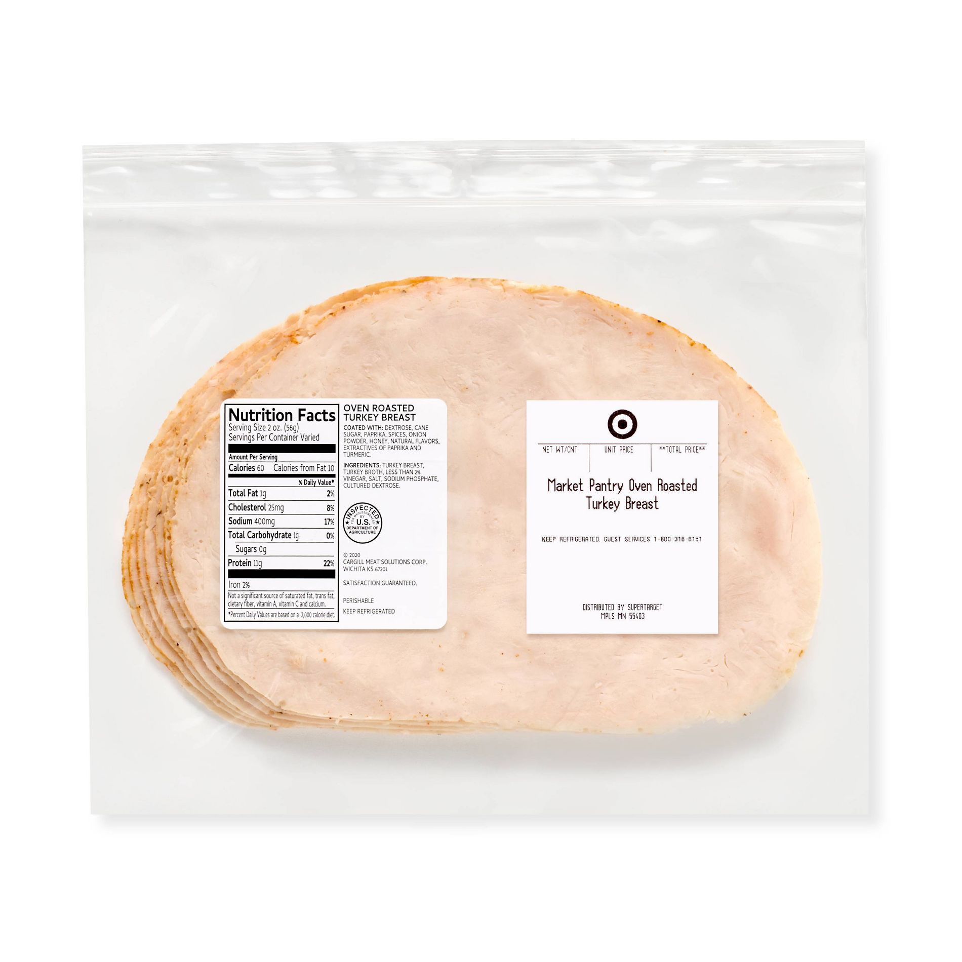 Oven Roasted Turkey Breast Deli Fresh Sliced - price per lb - Market Pantry™