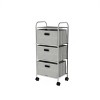Hastings Home 3-Drawer Metal Rolling Storage Cart – Gray and Silver - 3 of 4