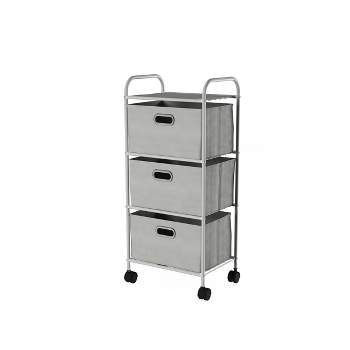 Hastings Home 3-Drawer Metal Rolling Storage Cart – Gray and Silver