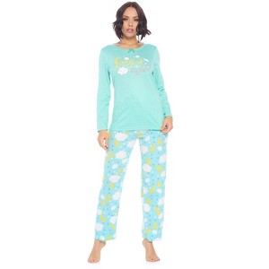 Casual Nights Women's Jersey Knit Long-Sleeve Top and Mircro Fleece Bottom Pajama Set - 1 of 4
