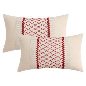 REGALWOVEN Geometry Weave Patchwork Throw Pillow Covers for Sofa Farmhouse Living Room Decor 2 Pcs - 1 of 4