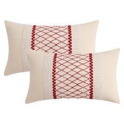 REGALWOVEN Geometry Weave Patchwork Throw Pillow Covers for Sofa Farmhouse Living Room Decor 2 Pcs