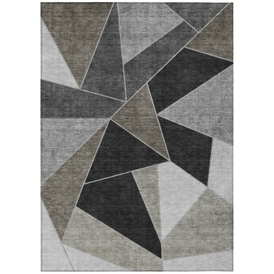 Coffee Charcoal And Gray Geometric Washable Indoor Outdoor Area Rug