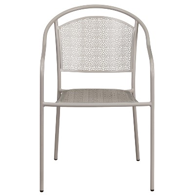 Light Gray Metal Rain Flower Design Stackable Dining Chair