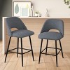Counter Height Stools for Kitchen Island Set of 2, Upholstered Armless Bar Chairs with Backs, Fabric Seats on Black Metal Frame-The Pop Home - 2 of 4
