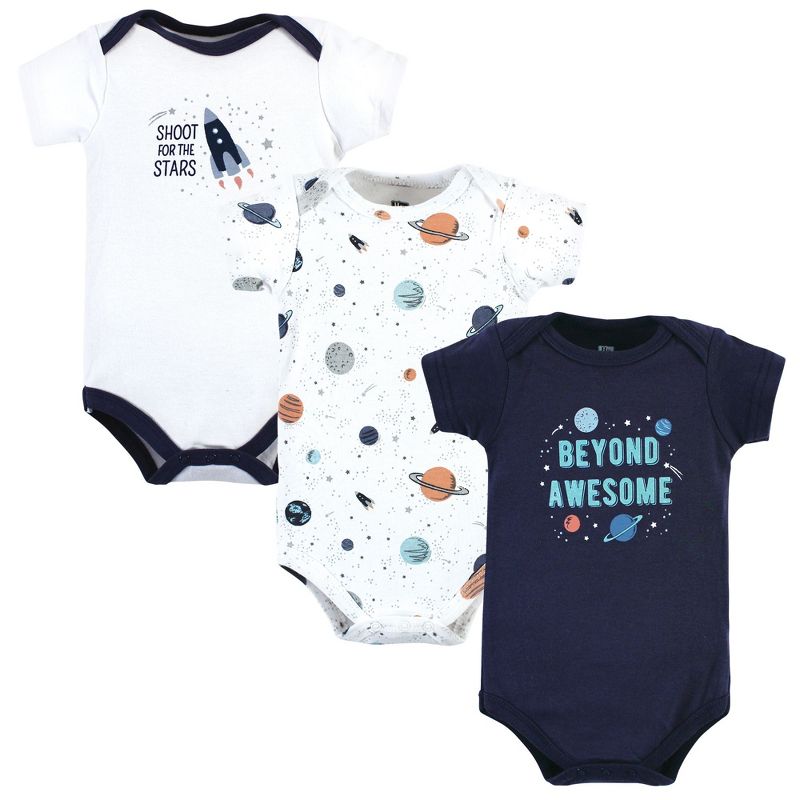 Hudson Baby Infant Boy Cotton Bodysuits, Space, 1 of 7