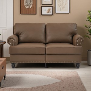 59.5" Upholstered Loveseat with Storage & Nailhead Trim - 1 of 4