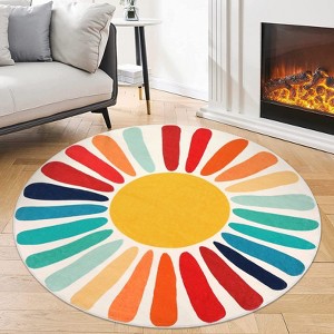 Modern Washable Area Rug Sunrise Colorful Indoor Throw Carpet for Living Room Bedroom - 1 of 4
