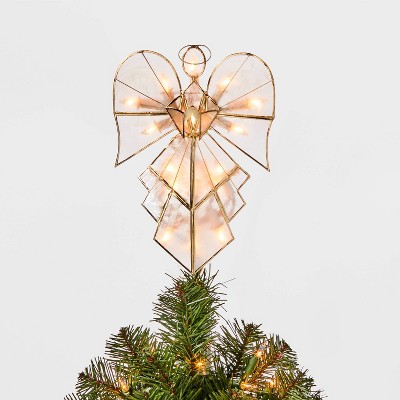 11.75in 16 Light Capiz Angel Tree Topper Clear/Gold - Wondershop™