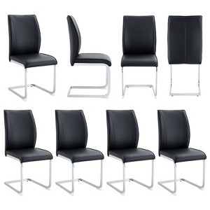 FONTOI 8PCS Arch Dining Chairs with High Resilience, Dining Chair with Arched Metal Legs for Living Room, Black&Silver, 21.6"*39"*17.3" - 1 of 4