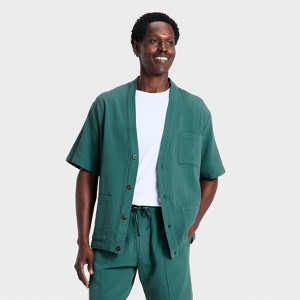Houston White Men's Seersucker Shacket - Teal : Target