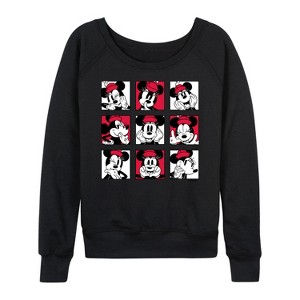 Women's - Disney - Minnie Grid Lightweight French Terry Wide Neck Long Sleeve Shirt - 1 of 4