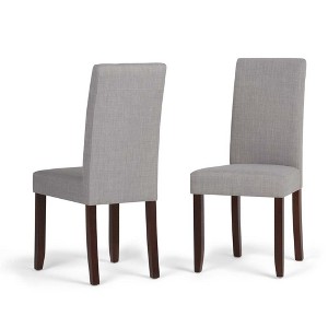 Normandy Parson Dining Chair Set of 2 Dove Gray Linen Look Fabric - Wyndenhall