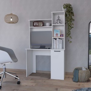 CAVINAS Home Office Desk Modern Computer Desk with 4 Open Shelves and Storage Cabinet for Office, Study - 1 of 4