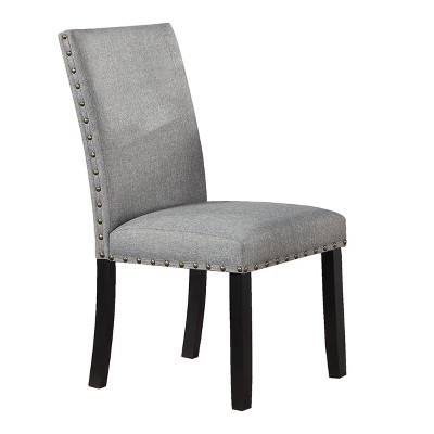 NicBex Modern Set of 2 Dining Chair with Soft Cushion & Nailhead Trim for Kitchen,Dining Room,Gray