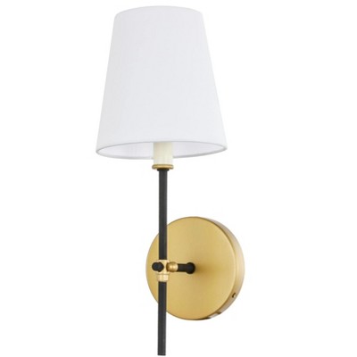 Mel Black Metal Dimmable Wall Sconce with Fabric Shade