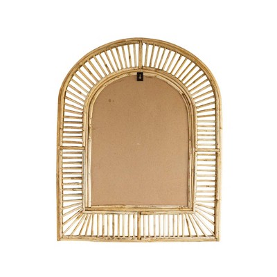 Natural Rattan Arched Wall Mirror with Glass Frame