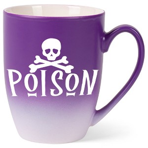 Elanze Designs Poison Skull Two Toned Ombre Matte Purple and White 12 ounce Ceramic Stoneware Coffee Cup Mug - 1 of 4