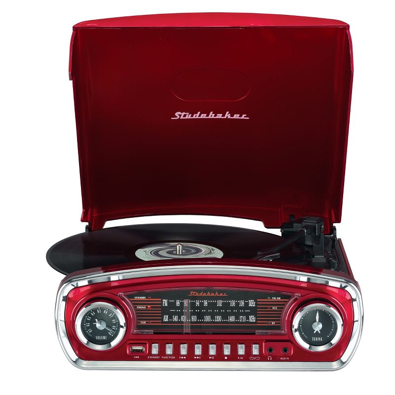 Studebaker SB6057 3-Speed Turntable with Bluetooth Receiver and AM/FM Radio, 2 of 4