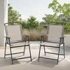 Pellebant 2pc Patio Folding Chairs 2-Pack Dining Chairs Outdoor Portable Sling with Armrest - 3 of 4