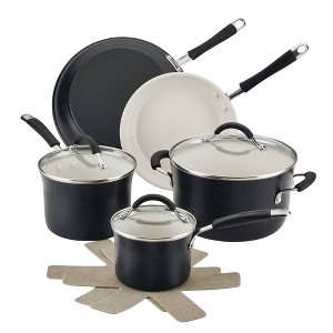 Rachael Ray 10pc Cucina Ceramic Nonstick Cookware Pot and Pan Set Peppercorn - 1 of 4