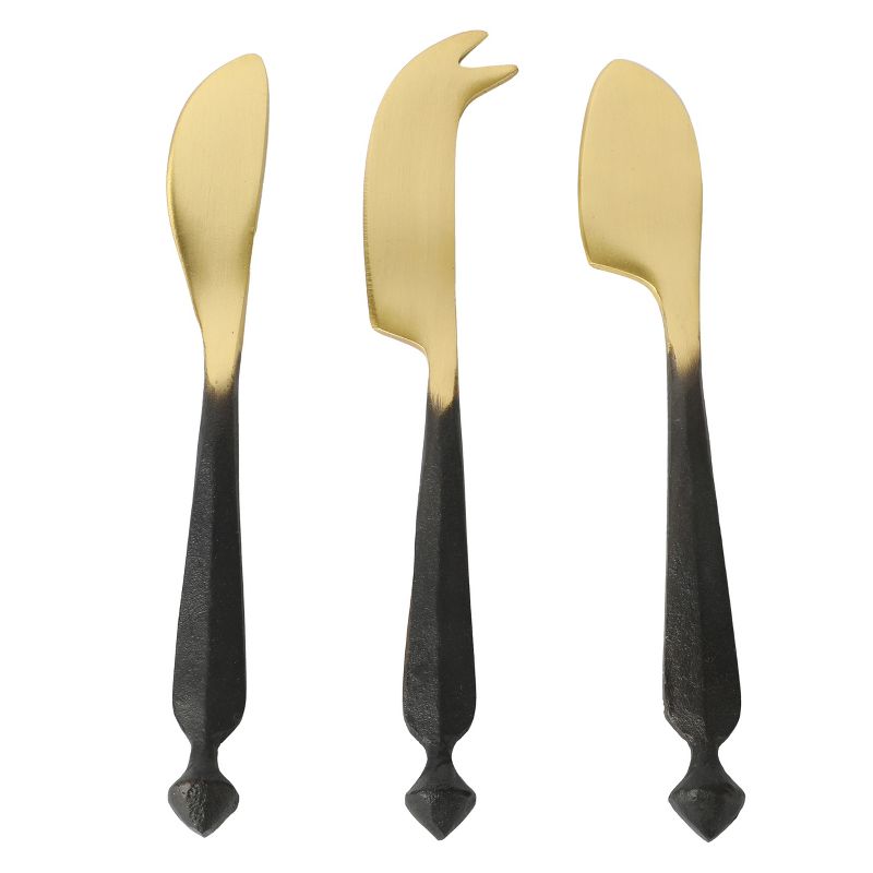 Cravings By Chrissy Teigen 3 Piece Brass Cheese Knife Set with Black Handles, 1 of 6