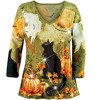 Collections Etc Ghostly Pumpkin Patch Sequin Accents Halloween Top - 2 of 4