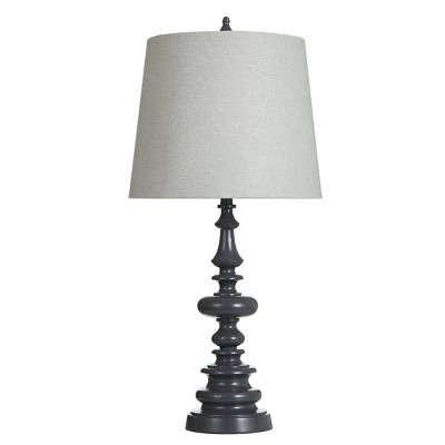 Poly Table Lamp Dark Gray Finish - StyleCraft: 34" Height, 21" Base, Linen Shade, No Assembly Required