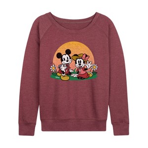 Women's - Disney - Mickey & Friends Lightweight French Terry Wide Neck Long Sleeve Shirt - 1 of 4