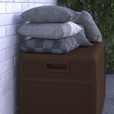 Brown 120 Gallon Lockable Plastic Deck Storage Box