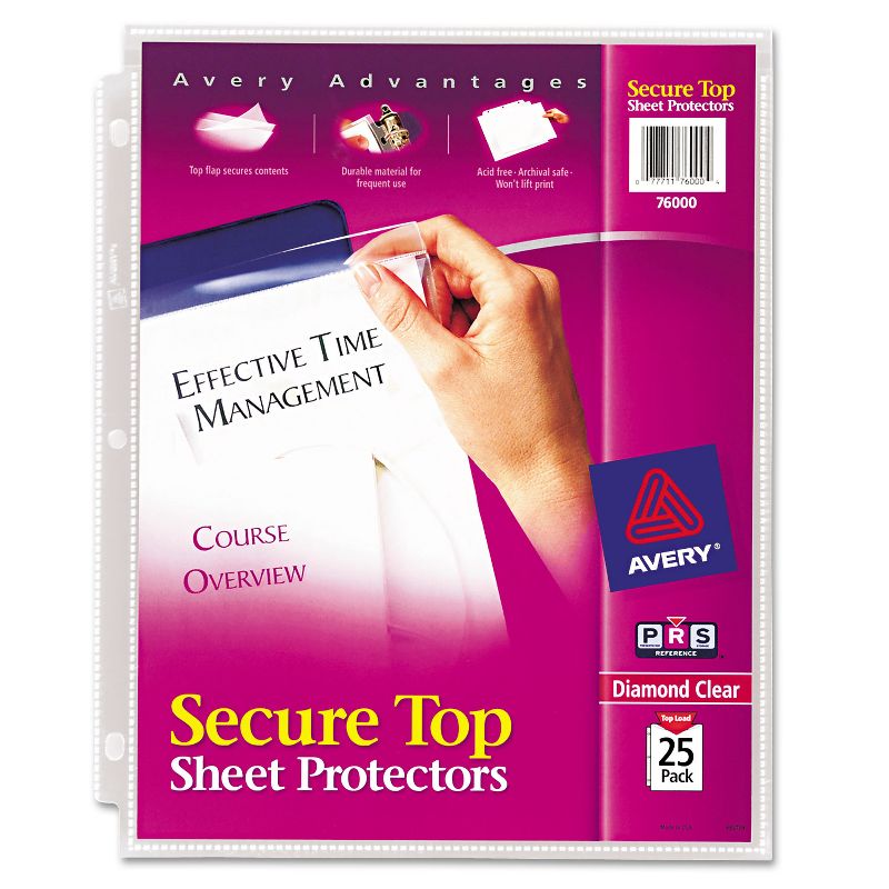 Avery Secure Top Sheet Protectors Super Heavy Gauge Letter Diamond Clear 25/Pack 76000, 1 of 8